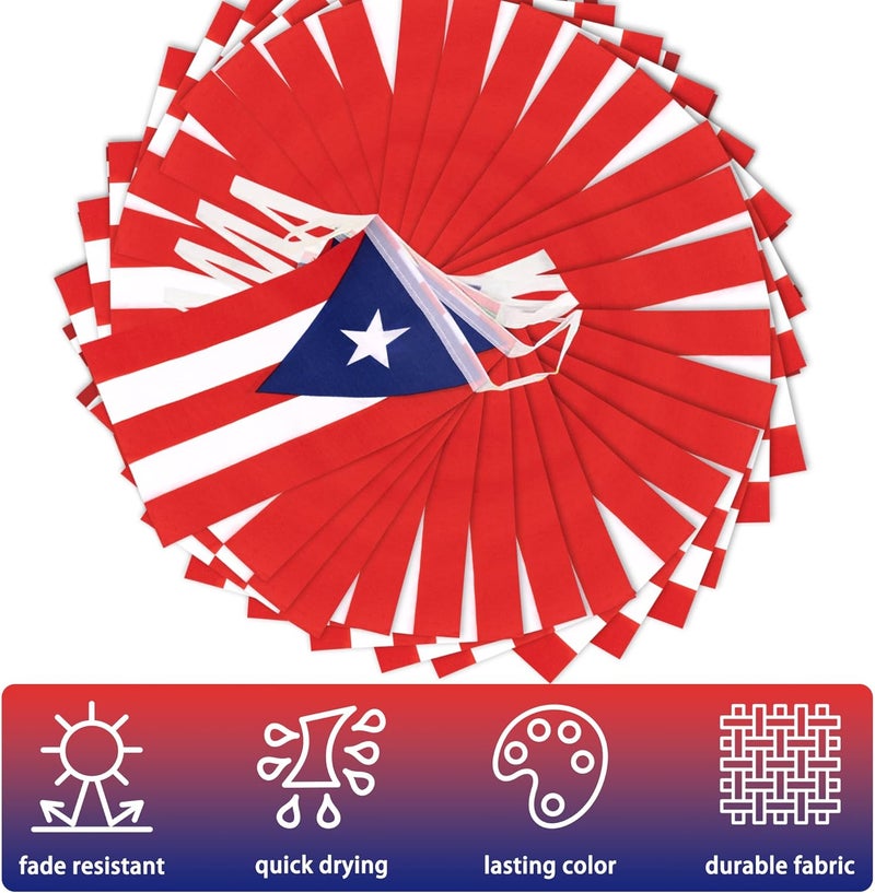 MVPRING Puerto Rico String Flag Pennant Banner, Small Mini Puerto Rican Flags Bunting Banner, 12th of June National Day Country Decoration for School, Party, Sports Events, Patriotic Festival, 33 Feet 30 - Image 4